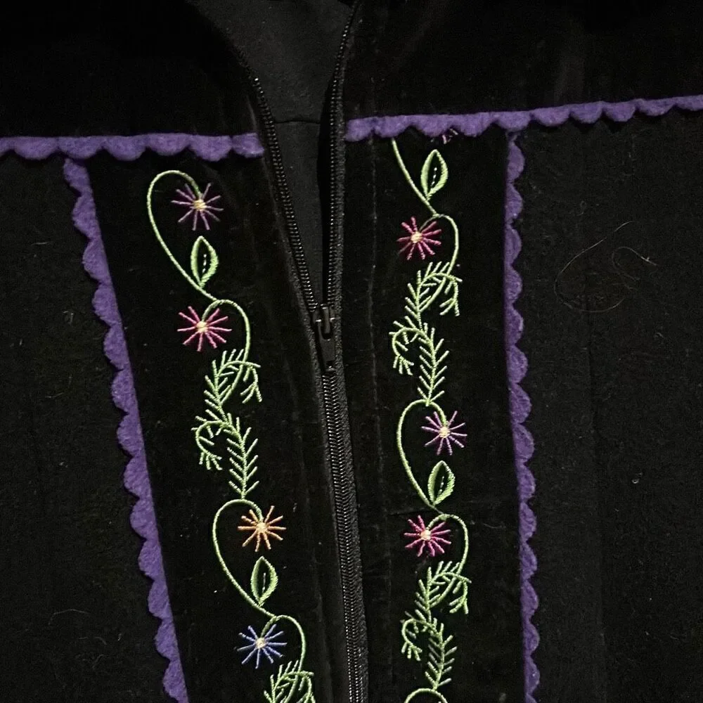Samii Clothes Gay Ellis Vintage Scandinavian Black Wool Coat Embroidered Girls X